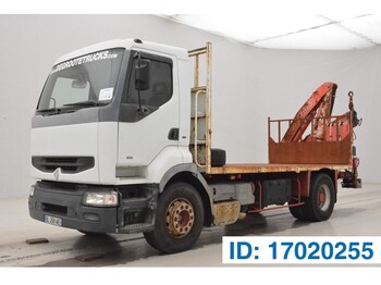 Dropside/ Flatbed truck, Crane truck Renault Premium 385: picture 1