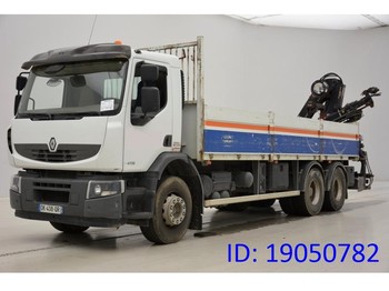 Dropside/ Flatbed truck, Crane truck Renault Premium Lander 410 DXi - 6x2: picture 1