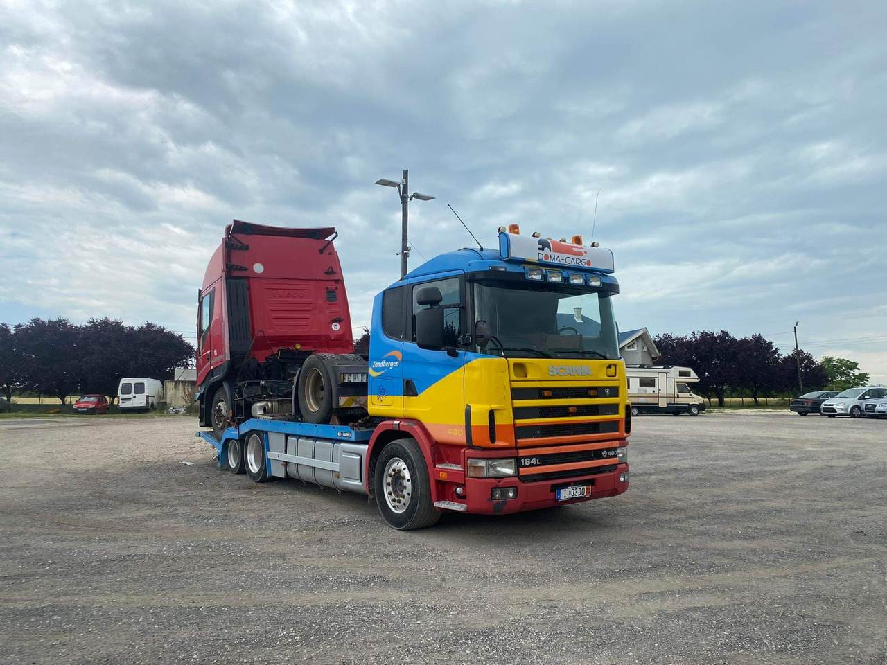 Autotransporter truck for transportation of heavy machinery SCANIA 164 480 V8 GS MEPPEL: picture 13