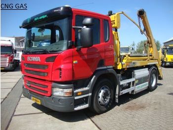 Skip loader truck Scania 310 hyva PORTAAL LIFT14 ton CNG aardgas: picture 1