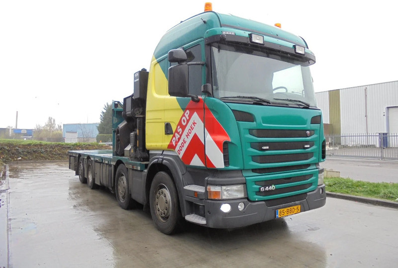 Dropside/ Flatbed truck, Crane truck Scania G440 8X2 85 TON METER: picture 9