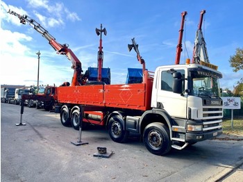 Dropside/ Flatbed truck, Crane truck Scania P114-380 8x4 + PALFINGER PK32000C + JIB + RADIO - MANUAL GEARBOX - STEEL SPRING / LAMES / BALLIESTAS: picture 1