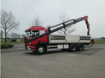 Dropside/ Flatbed truck Scania P124.360 6X2 PALFINGER PK14080 MANUAL FULL STEEL: picture 1