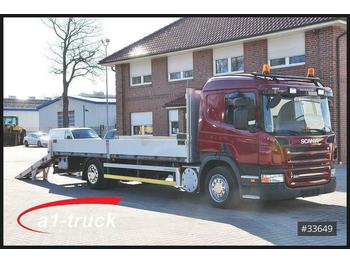 Dropside/ Flatbed truck Scania P 280 4x2 LL, Tieflader, Rampen, Funk - Seilwind: picture 1