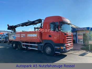 Dropside/ Flatbed truck, Crane truck Scania R480 Pritsche  Baustoff Kran Fassi-Kran: picture 1