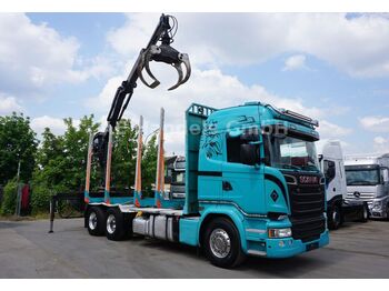 Timber truck, Crane truck Scania R490 HighLine BL 6x4*Retarder/Palfinger/Alcoa: picture 1