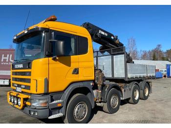 Dropside/ Flatbed truck, Crane truck Scania R 144 GBB: picture 1
