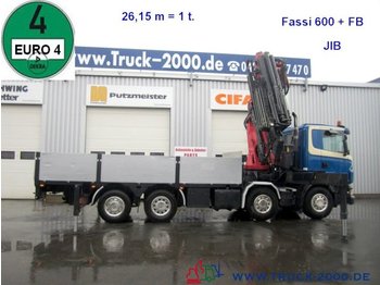Dropside/ Flatbed truck Scania R 420 Fassi 600  60T/M Jib Seilwind FB Euro 4: picture 1