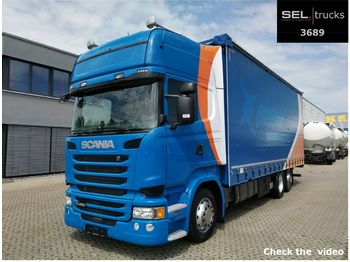 Curtainsider truck Scania R 450/Retarder/Standklima/Hubdach/Staplerhalter.: picture 1