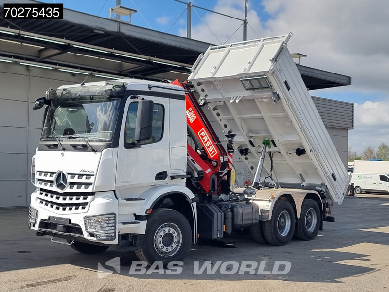 Tipper Mercedes-Benz Arocs 3348 6X4 Fassi F255A2.24 Kran Crane 9m3 3-Sided Tipper Big-Axle Euro 6