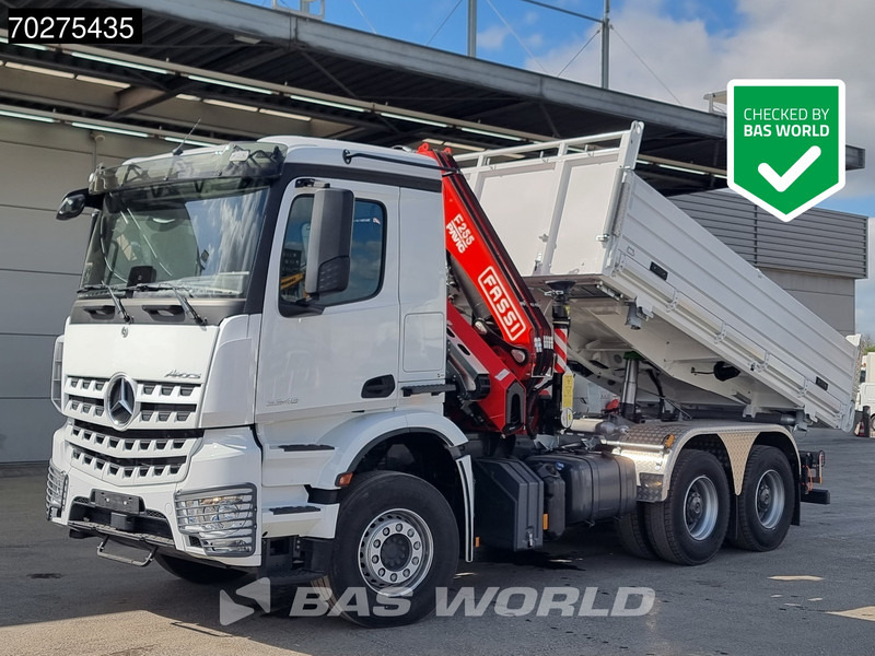Tipper Mercedes-Benz Arocs 3348 6X4 Fassi F255A2.24 Kran Crane 9m3 3-Sided Tipper Big-Axle Euro 6