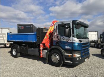 Tipper SCANIA P94 R230 3-stronny kiper + dzwig HMF