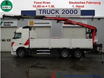 Dropside/ Flatbed truck, Crane truck Volvo FH13-420 Fassi 22T/M 11m=2t.1.Hand Deutscher LKW: picture 1