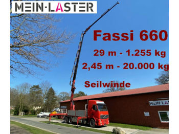 Dropside/ Flatbed truck, Crane truck Volvo FH16 Fassi 660 JIB 29 m 1.250 kg Seilwinde Funk: picture 1