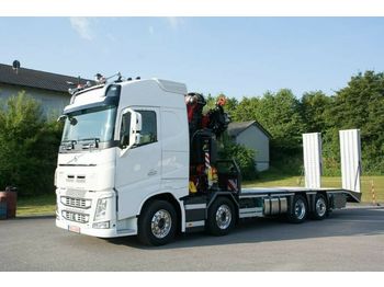 New Autotransporter truck, Crane truck Volvo FH 540 mit Fassi Ladekran 395 Baumaschinentransp: picture 1
