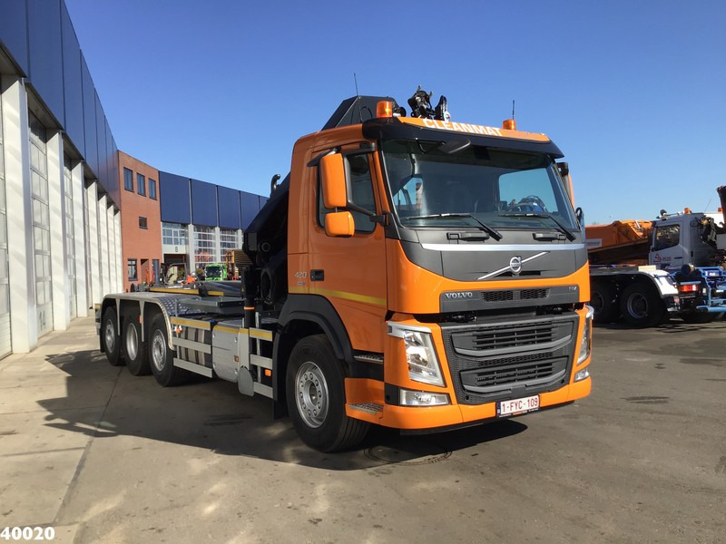 Hook lift truck, Crane truck Volvo FM 420 8x2 HMF 28 ton/meter laadkraan Welvaarts weighing system: picture 5