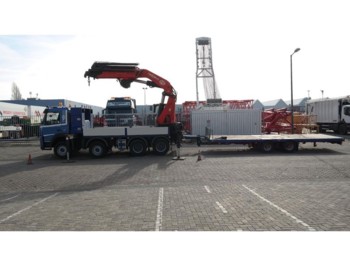 Truck Volvo FM 440 8X4 WITH PM 68 S CRANE IN COMBI WITH DINKEL FLATBED TRAILER: picture 1