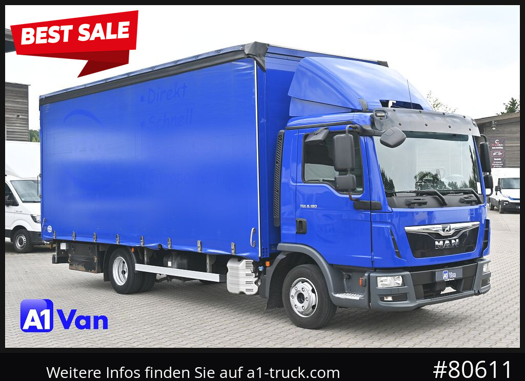 Curtain side van MAN TGL 8.180 4x2 Pritsche Plane, LBW, Klima