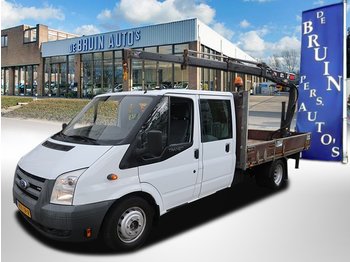 Flatbed van, Combi van Ford Transit 140Pk 6 Pers. Hiab 025 Laadkraan 3x Uitschuif 2800 Kg Trekaak DC 350L: picture 1