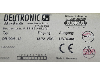 Electrical system for Material handling equipment Jungheinrich 50316152 | transformer DR100N-12 input 18-72V output 12V DC/8A deut: picture 3