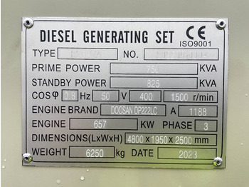 New Generator set Doosan DP222LC - 825 kVA Generator - DPX-19858: picture 4