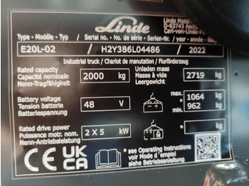 Electric forklift Linde E20L-02-386-EVO *Batterie NEU*: picture 5