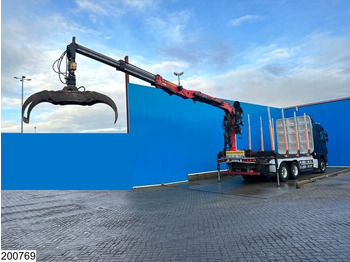 Timber truck, Crane truck DAF XF 530 6x4, Wood transport, Retarder, Loglift ET450: picture 4