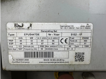 Generator set Europower EPUS44TDE Kubota leroy Somer 44 kVA Supersilent Rental generatorset: picture 5