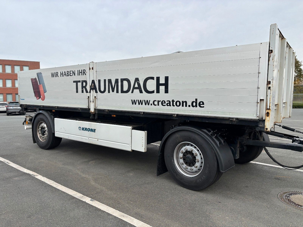 Krone AZ18 + Palettenkasten - Dropside/ Flatbed trailer: picture 1 Krone AZ18 + Palettenkasten - Dropside/ Flatbed trailer: picture 1