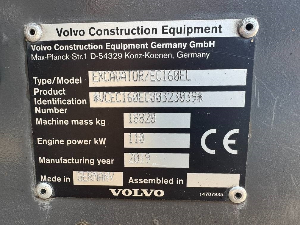 Crawler excavator Volvo EC 160 EL ( 3.451 HOURS ORIGINAL ): picture 15
