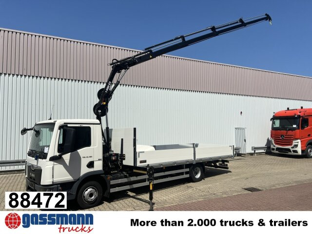 MAN TGL 12.190 4x2 BL mit Kran Hiab Hiduo 072DS-4 - Dropside/ Flatbed truck, Crane truck: picture 1 MAN TGL 12.190 4x2 BL mit Kran Hiab Hiduo 072DS-4 - Dropside/ Flatbed truck, Crane truck: picture 1