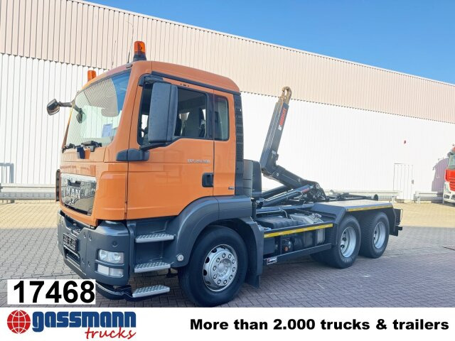 MAN TGS 26.360/440 6x4 BB, 2x AHK, Hiab Abroller Bj. - Hook lift truck: picture 1 MAN TGS 26.360/440 6x4 BB, 2x AHK, Hiab Abroller Bj. - Hook lift truck: picture 1