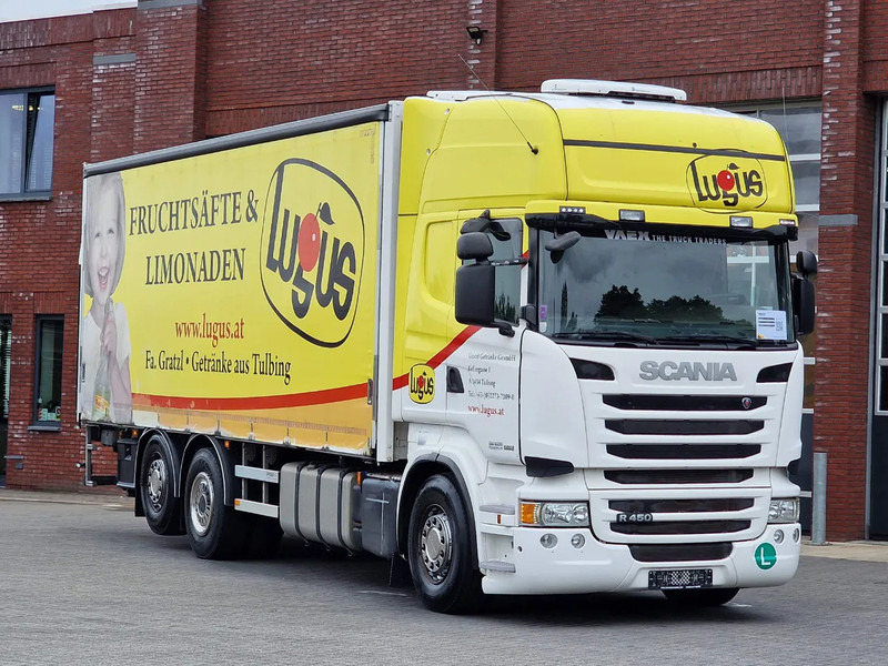 Scania R450 Topline 6x2*4 - Special alu curtains - 2.000 KG loadlift - Retarder - Full air - 4.90 WB - Curtainsider truck: picture 1 Scania R450 Topline 6x2*4 - Special alu curtains - 2.000 KG loadlift - Retarder - Full air - 4.90 WB - Curtainsider truck: picture 1