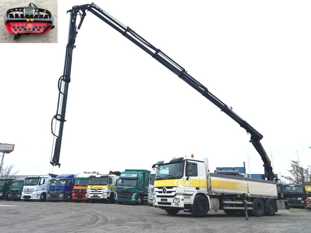 Mercedes-Benz Actros Pritsche Heckkran 2641 L 6x2 34m/to, Jib, Funk - Dropside/ Flatbed truck, Crane truck: picture 1 Mercedes-Benz Actros Pritsche Heckkran 2641 L 6x2 34m/to, Jib, Funk - Dropside/ Flatbed truck, Crane truck: picture 1