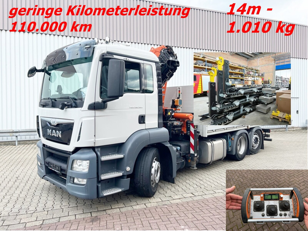 MAN TGS 26.360/400 6x2-4 BL TGS 26.360/400 6x2-4 BL, Lenk-/Lift, Kran Atlas AK 206.3E A5, Funk - Hook lift truck, Crane truck: picture 1 MAN TGS 26.360/400 6x2-4 BL TGS 26.360/400 6x2-4 BL, Lenk-/Lift, Kran Atlas AK 206.3E A5, Funk - Hook lift truck, Crane truck: picture 1