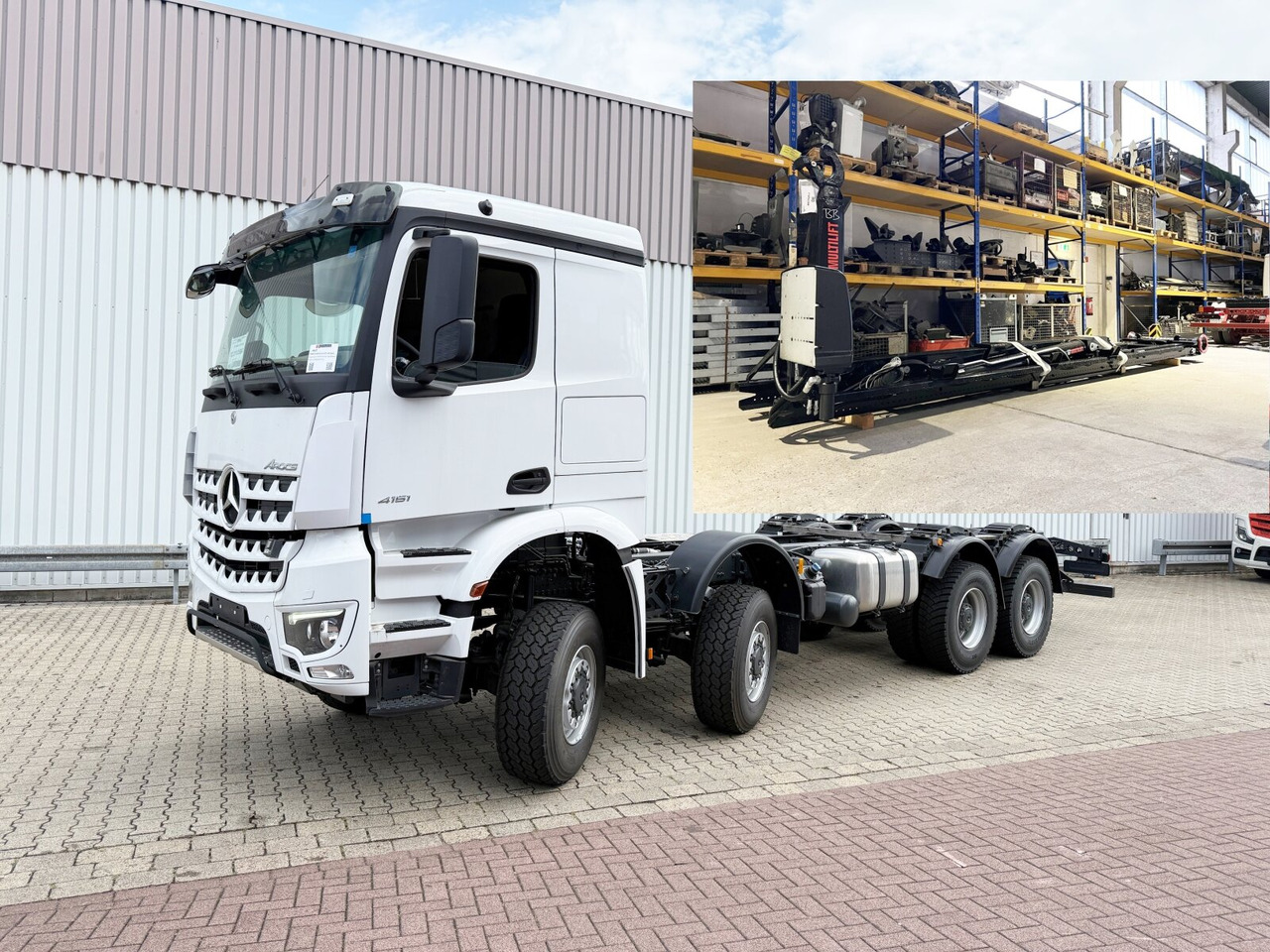 Mercedes-Benz Arocs 4151 AK 8x8/4 Arocs 4151 AK 8x8/4, Hiab Abrollanlage Ultima 26S59, Retarder, Navi, MultimediaCockpit, - Hook lift truck: picture 1 Mercedes-Benz Arocs 4151 AK 8x8/4 Arocs 4151 AK 8x8/4, Hiab Abrollanlage Ultima 26S59, Retarder, Navi, MultimediaCockpit, - Hook lift truck: picture 1