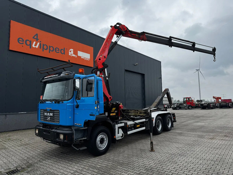 MAN FE 410A, 6x4, EURO 2, Palfinger PK17000 Crane + VDL HOOK, full spring, manual gearbox, MOT 9/2025 - Hook lift truck, Crane truck: picture 1 MAN FE 410A, 6x4, EURO 2, Palfinger PK17000 Crane + VDL HOOK, full spring, manual gearbox, MOT 9/2025 - Hook lift truck, Crane truck: picture 1
