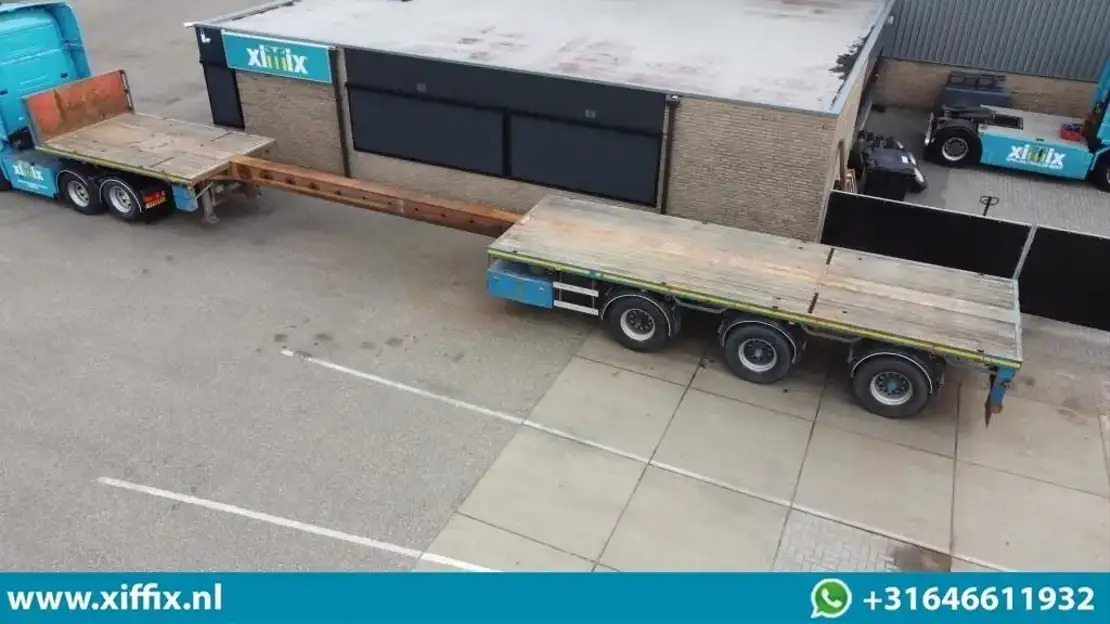 Floor 3-ass. Vlakke uitschuifbare oplegger / 2x gestuurd / 13907 - Dropside/ Flatbed semi-trailer: picture 1 Floor 3-ass. Vlakke uitschuifbare oplegger / 2x gestuurd / 13907 - Dropside/ Flatbed semi-trailer: picture 1