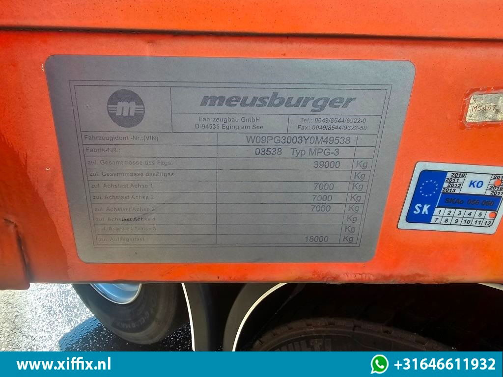 Low loader semi-trailer Meusburger 3-ass. Dieplader met huifopbouw / Naloop gestuurd: picture 12 Low loader semi-trailer Meusburger 3-ass. Dieplader met huifopbouw / Naloop gestuurd: picture 12