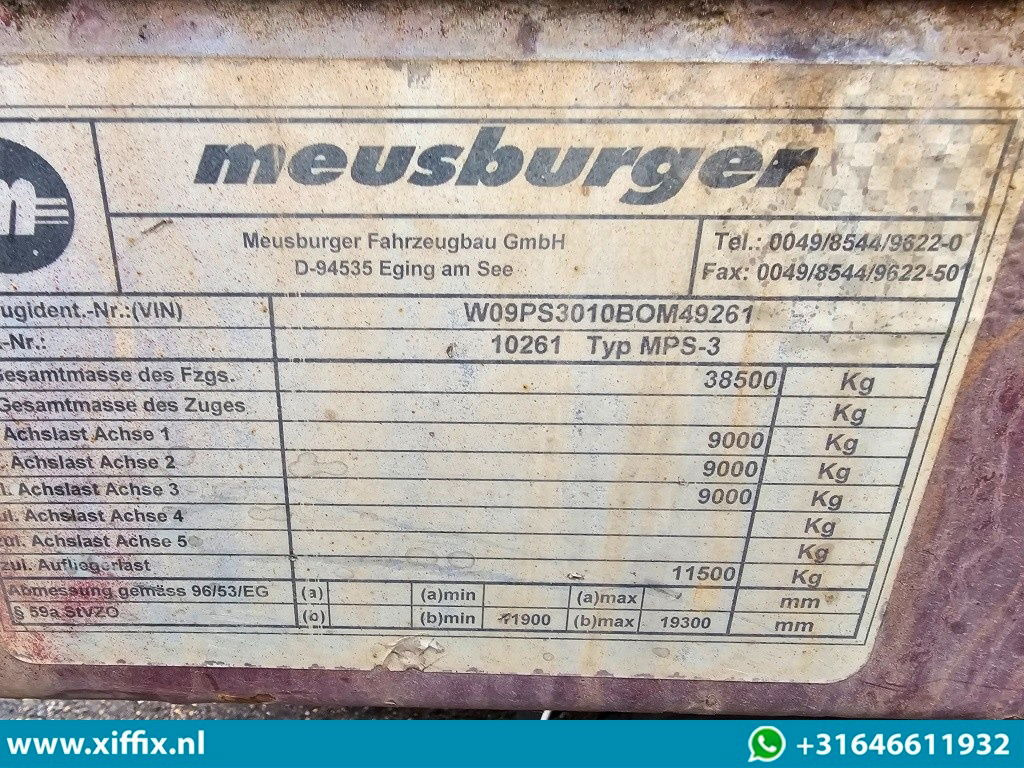 Dropside/ Flatbed semi-trailer Meusburger 3-ass. Vlakke uitschuifbare oplegger / 3x gestuurd: picture 14 Dropside/ Flatbed semi-trailer Meusburger 3-ass. Vlakke uitschuifbare oplegger / 3x gestuurd: picture 14