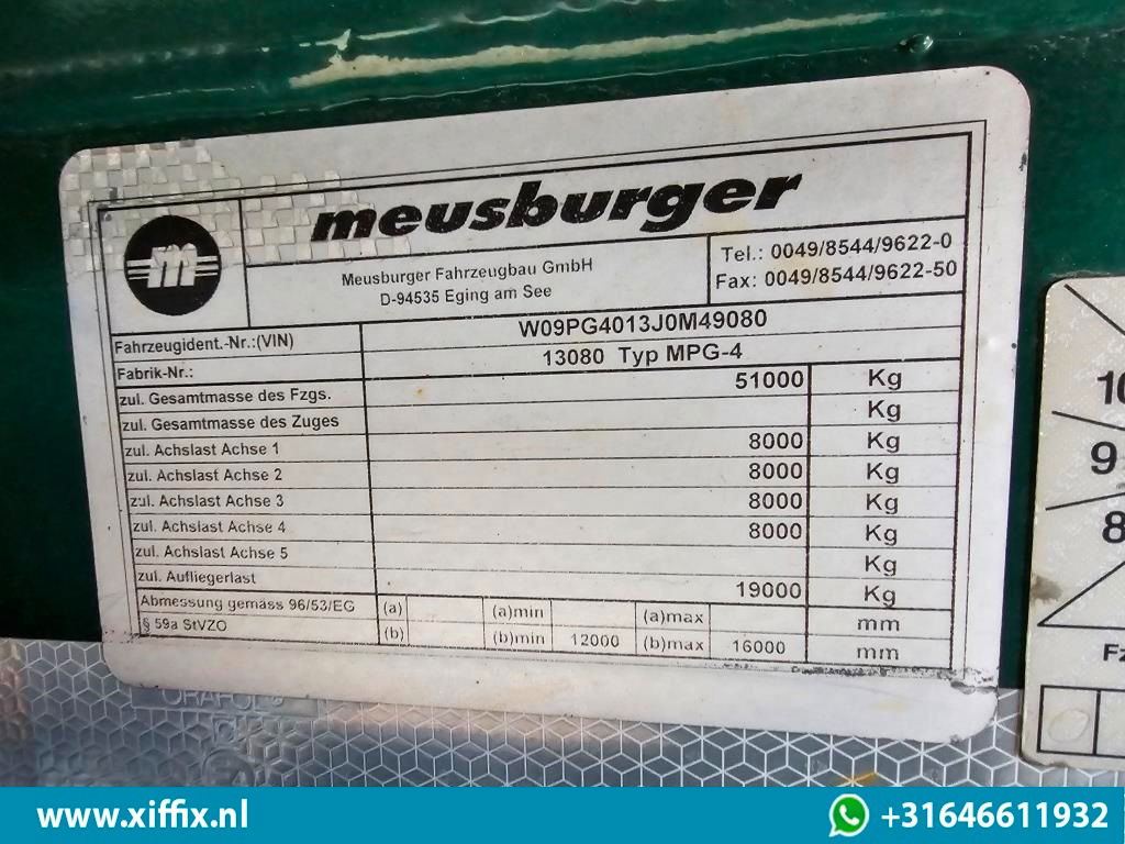 Low loader semi-trailer Meusburger 4-ass. Uitschuifbare semi dieplader met huifopbouw / 2x Naloop gestuu: picture 16