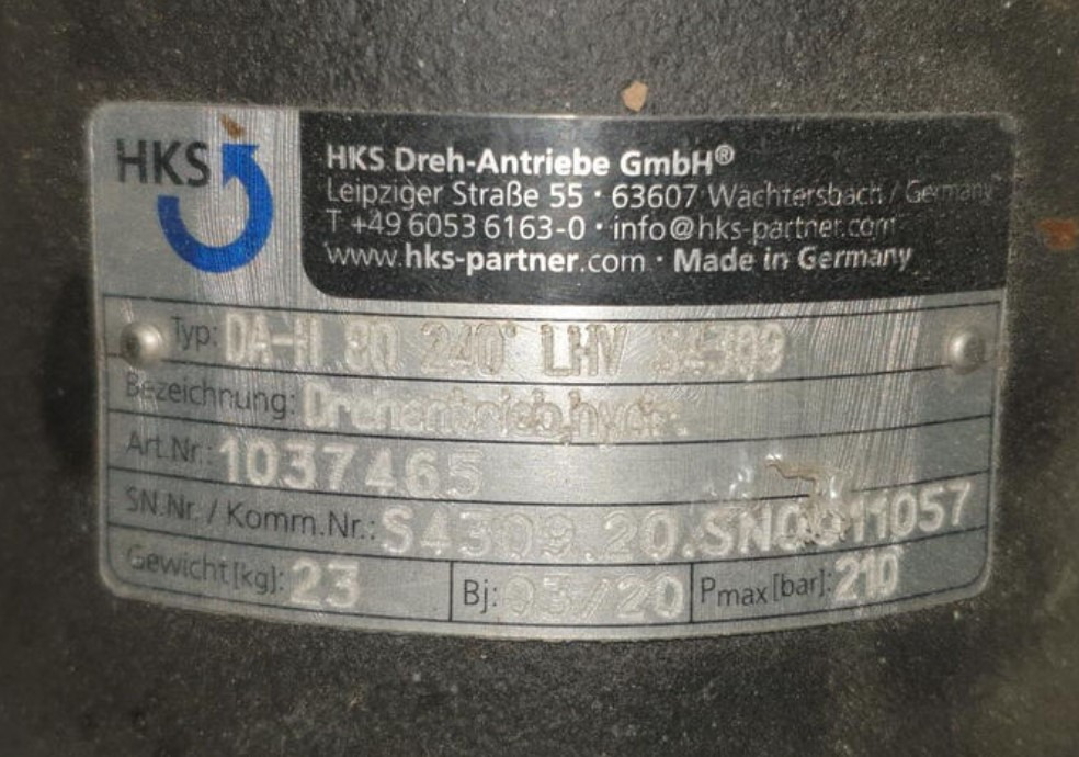 HKS DA--H 80 240º ESK1602481  for Putzmeister SPM 500 roadheader - Hydraulic motor: picture 3 HKS DA--H 80 240º ESK1602481  for Putzmeister SPM 500 roadheader - Hydraulic motor: picture 3