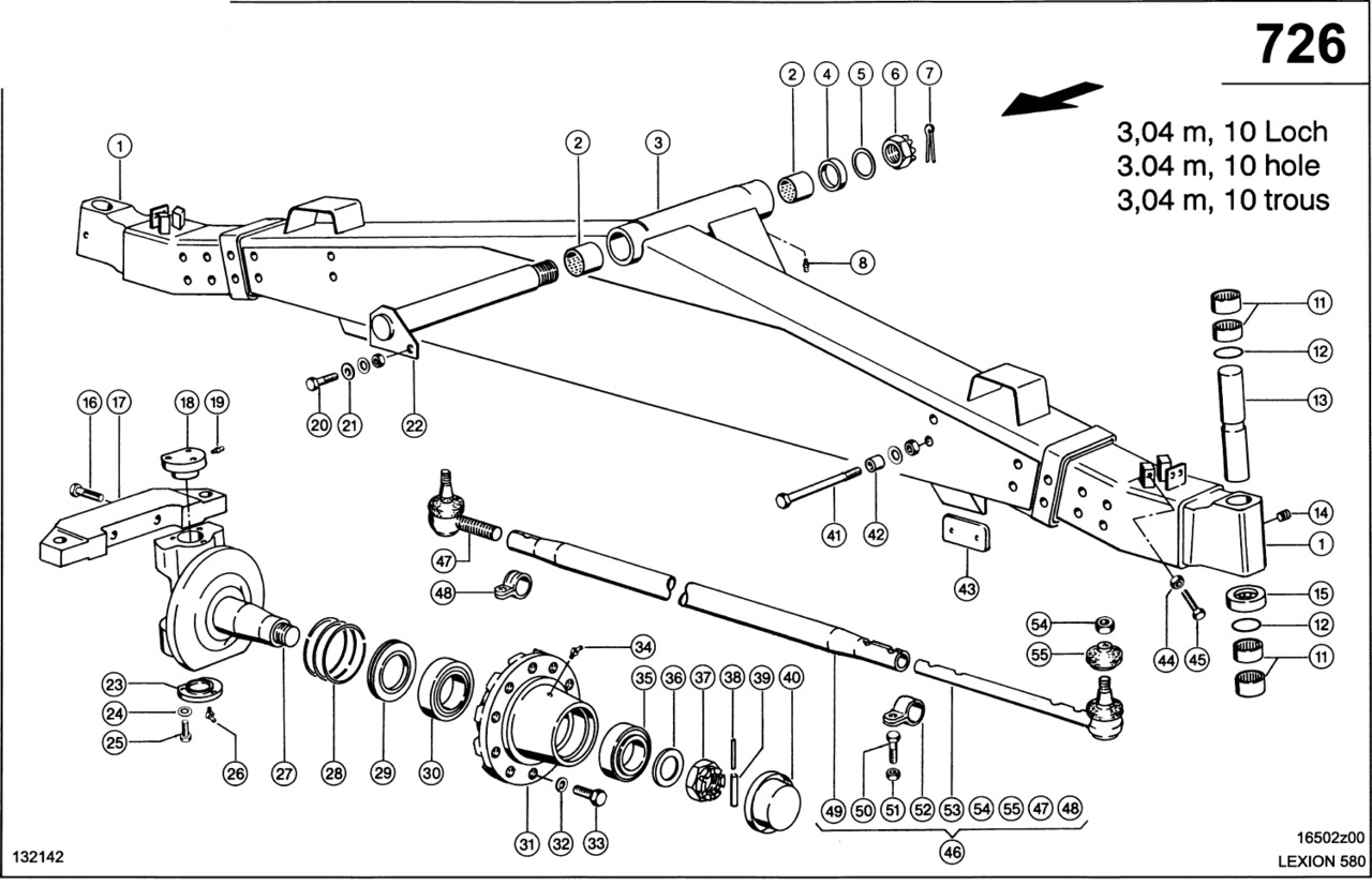 Claas Lexion 580 KORPUS PRZESTAW. 0006377112 (Oś kierowana; 3,04 m, 10 otworów) - Axle and parts for Combine harvester: picture 1 Claas Lexion 580 KORPUS PRZESTAW. 0006377112 (Oś kierowana; 3,04 m, 10 otworów) - Axle and parts for Combine harvester: picture 1