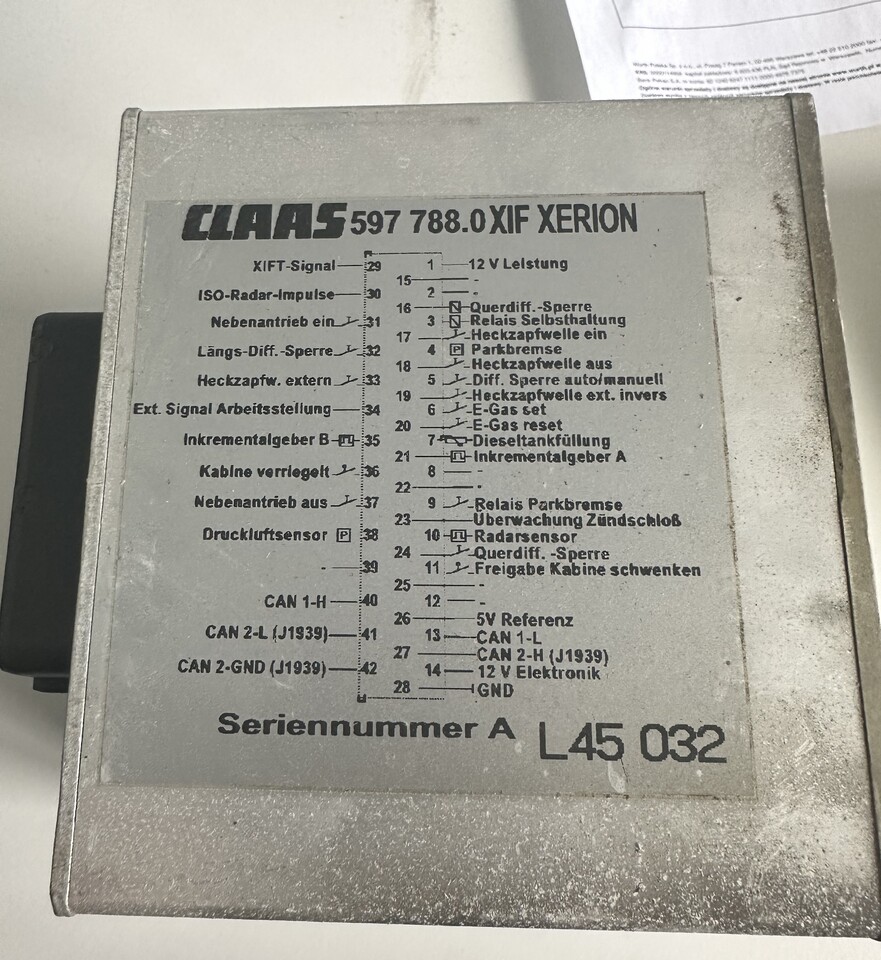 Claas Xerion Moduł / Sterownik XIF 597 788.0 | 597 788.1 | 597 788.2 - ECU for Farm tractor: picture 1 Claas Xerion Moduł / Sterownik XIF 597 788.0 | 597 788.1 | 597 788.2 - ECU for Farm tractor: picture 1