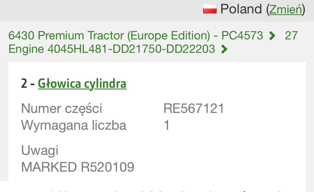 John Deere R520109, RE553422, RE523430, RE567121 - Głowica cylindrów - Cylinder head for Agricultural machinery: picture 3 John Deere R520109, RE553422, RE523430, RE567121 - Głowica cylindrów - Cylinder head for Agricultural machinery: picture 3