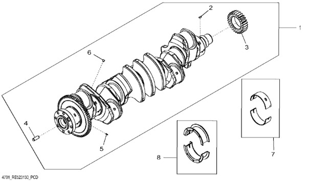 R104587 John Deere 8345R - Bieg - Crankshaft for Agricultural machinery: picture 1 R104587 John Deere 8345R - Bieg - Crankshaft for Agricultural machinery: picture 1