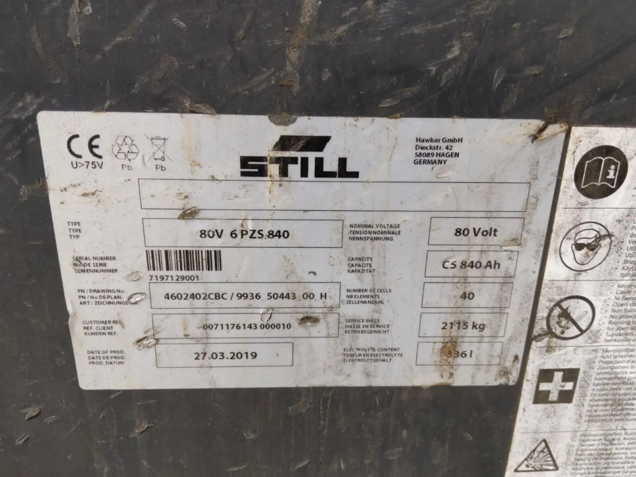 Hawker Battery 80V 840Ah - Battery for Material handling equipment: picture 2 Hawker Battery 80V 840Ah - Battery for Material handling equipment: picture 2