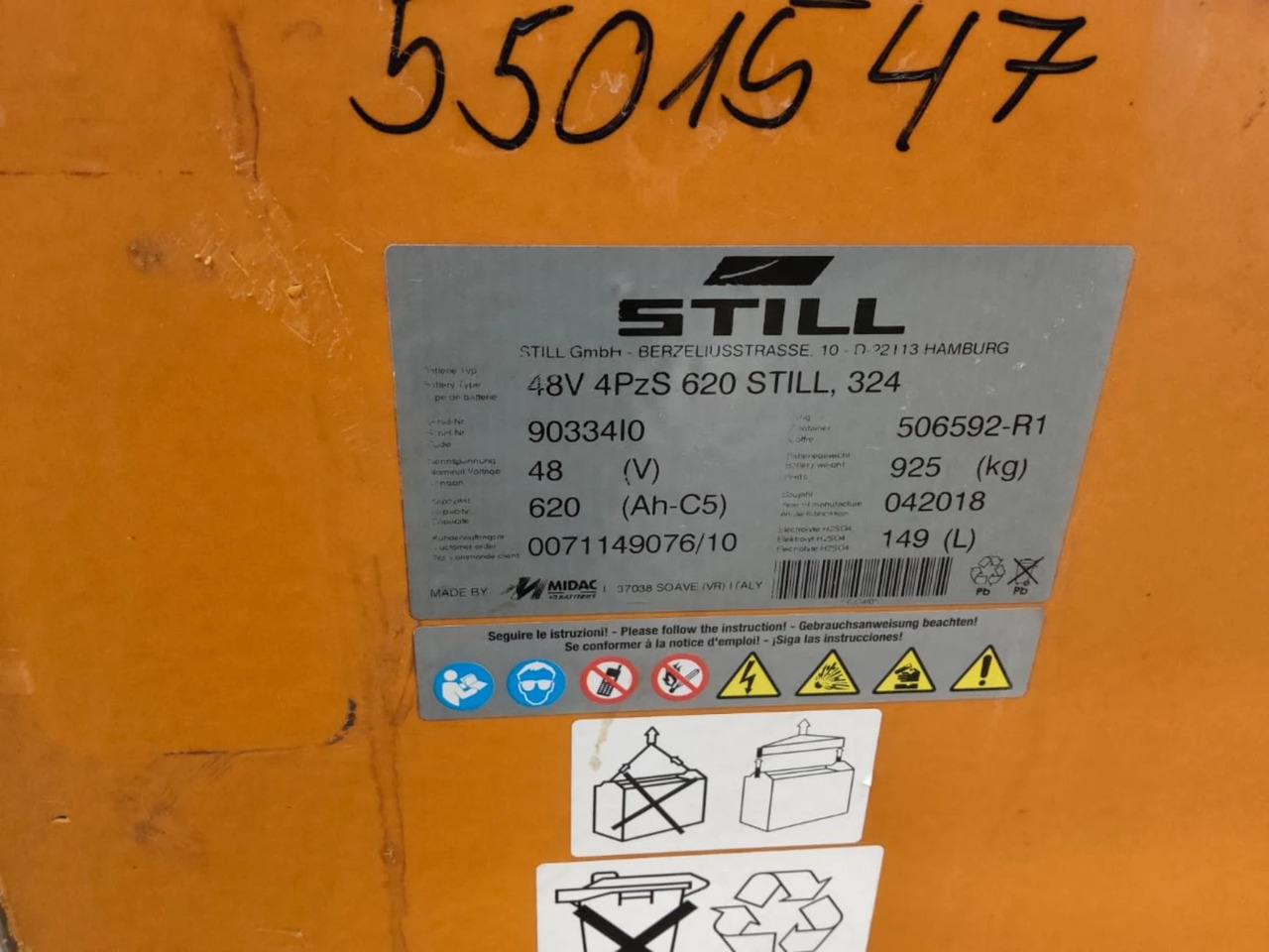 MIDAC 48V 620Ah - Battery for Material handling equipment: picture 2 MIDAC 48V 620Ah - Battery for Material handling equipment: picture 2