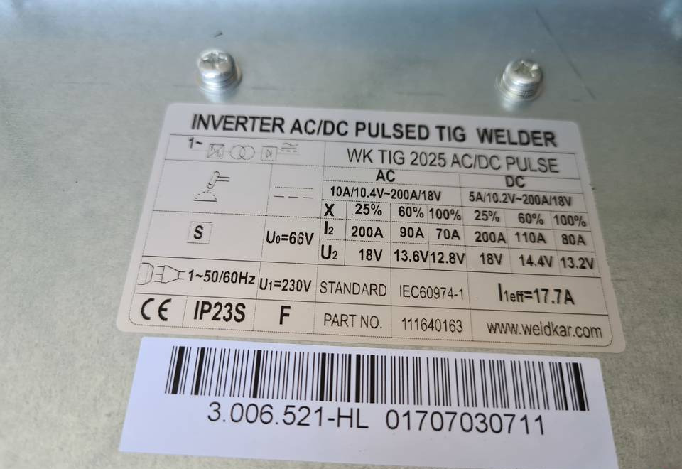 Spawarka Tig WELDKAR WK 2025 AC/DC Puls, 200A - Welding equipment: picture 5 Spawarka Tig WELDKAR WK 2025 AC/DC Puls, 200A - Welding equipment: picture 5
