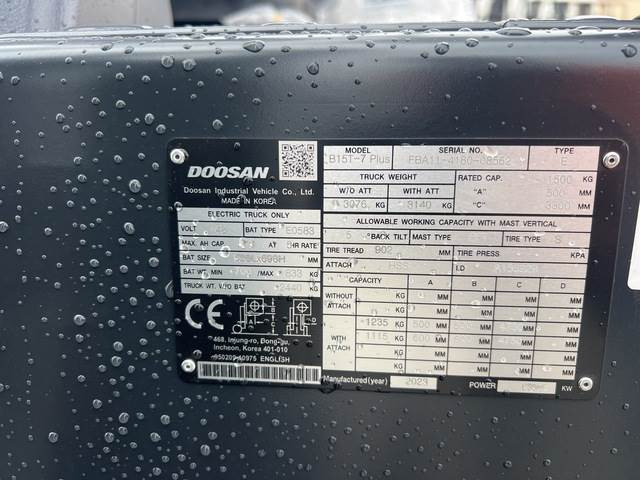 Doosan B15T-7 PLUS - Electric forklift: picture 5 Doosan B15T-7 PLUS - Electric forklift: picture 5